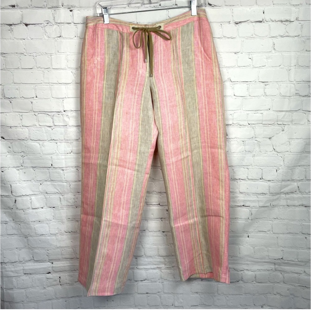 Tommy Bahama Pink, Grey & Tan Striped
100% Linen Pants**